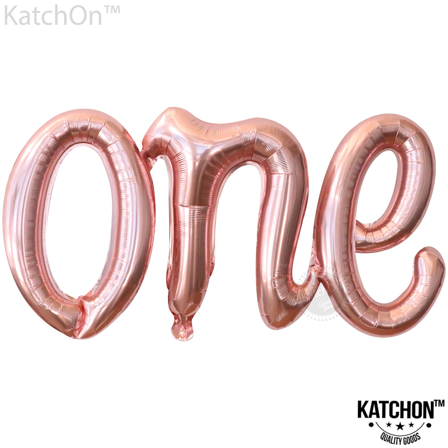 KatchOn, Rose Gold One Balloon for First Birthday - 20 Inch | Script One Rose Gold Balloon for One Sweet Peach Birthday Decorations | Rose Gold Number One Balloon for 1st Birthday Decorations Girl