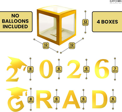 Graduation Decorations 2026 | Green and Gold - Pack of 76 | Congrats Grad Banner | Green Graduation Banner and Grad Balloon Boxes | Graduation Balloon Arch Kit 2026 Graduation Decorations, KatchOn