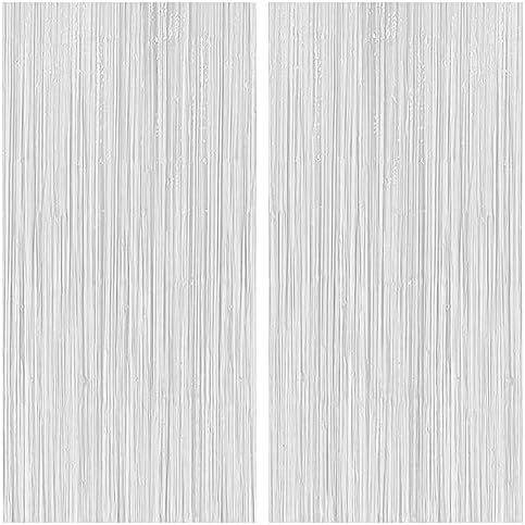 KatchOn, White Backdrop Curtain - XtraLarge 6.4x8, Feet Pack of 2 | White Fringe Backdrop for Wedding Decorations | White Photo Backdrop for White Birthday Decorations | White Backdrop for Photoshoot
