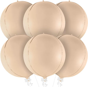 KatchOn, Big 22 Inch Beige Balloons Set - Pack of 6, Beige Mylar Balloons | Taupe Balloons for Neutral Party Decorations | Beige Party Decorations | Light Brown Balloons for Bridal Shower Decorations