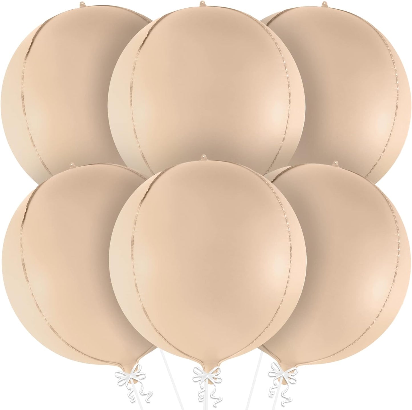 KatchOn, Big 22 Inch Beige Balloons Set - Pack of 6, Beige Mylar Balloons | Taupe Balloons for Neutral Party Decorations | Beige Party Decorations | Light Brown Balloons for Bridal Shower Decorations