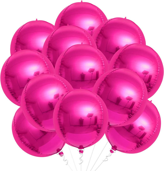 KatchOn, Big Hot Pink Balloons - 22 Inch, Pack 12 | Hot Pink Mylar Balloons, Hot Pink Party Decorations | Hot Pink Foil Balloons, Pink Party Decor | 4D Pink Balloons, Hot Pink Birthday Decorations