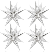 KatchOn, Silver Star Balloons Metallic - 26 Inch, 50 Pieces | Silver Star Foil Balloons, Silver Spike Balloons for Silver Themed Party Decorations | Silver Starburst Balloon, Star Explosion Balloon