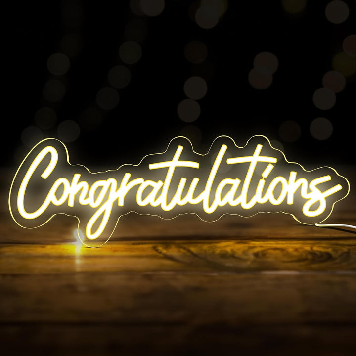 KatchOn, Congratulations Neon Sign for Backdrop - 16.5 Inch USB Powered with Switch | Hanging Congratulations Light Up Sign for Graduation Decorations Class Of 2024 | Graduation Party Decorations 2024