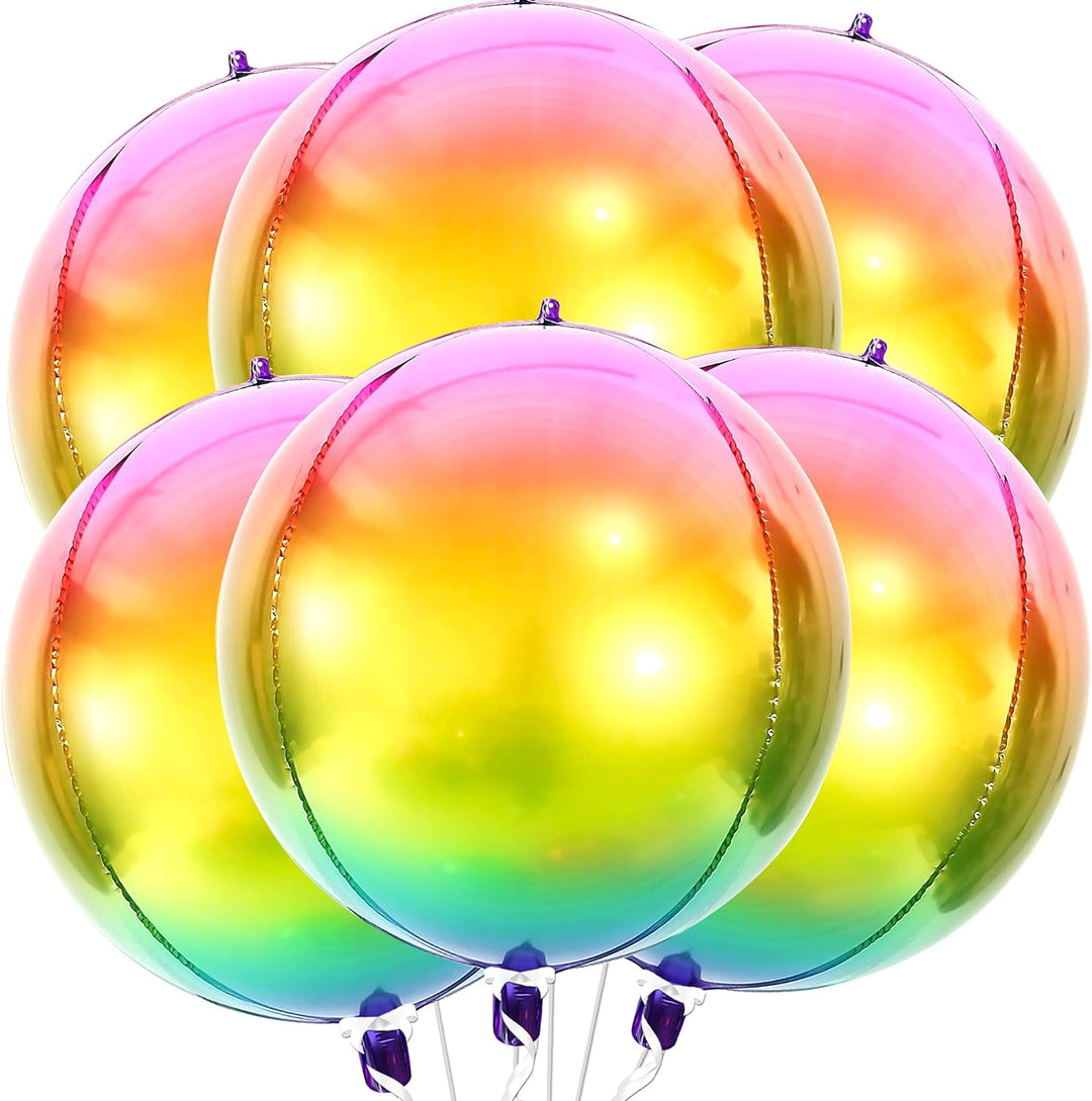 KatchOn, Colorful Rainbow Foil Balloon - 22 Inch, Pack of 6 | 4D Gradient Rainbow Balloons | Tie Dye Balloons for Birthday Party | Summer Balloons | Rainbow Mylar Balloons, Rainbow Birthday Balloons