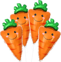 KatchOn, 32 Inch Jumbo Carrot Balloons - Pack of 4 | 4D Carrot Foil Balloon for Easter Party Decorations, Carrot Decorations | Easter Balloons for Carrot Easter Decorations | Easter Foil Balloons