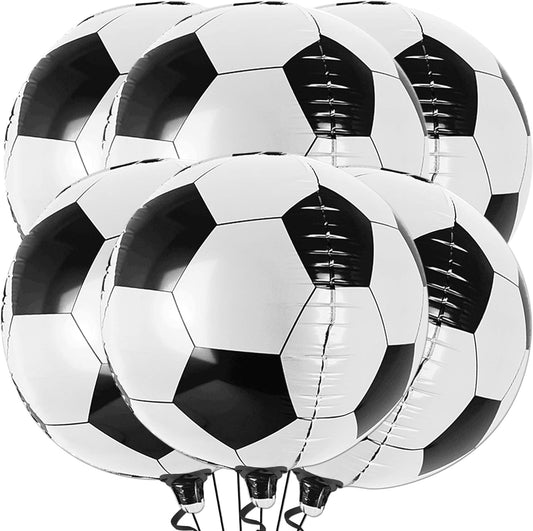 KatchOn, Large Soccer Balloons Decorations for Party - 22 Inch, Pack of 6 Soccer Ball Balloons | 4D Soccer Balloon for Soccer Party Decorations | Soccer Foil Balloons, Soccer Theme Party Decorations