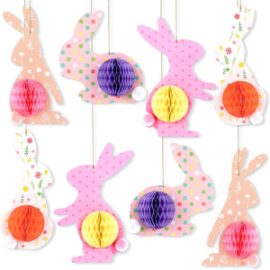 KatchOn, Easter Bunny Paper Centerpiece - Pack of 8 | Easter Honeycomb Centerpieces | Easter Hanging Decorations, Hanging Bunny Party Decorations | Bunny Decorations, Easter Decorations for Classroom