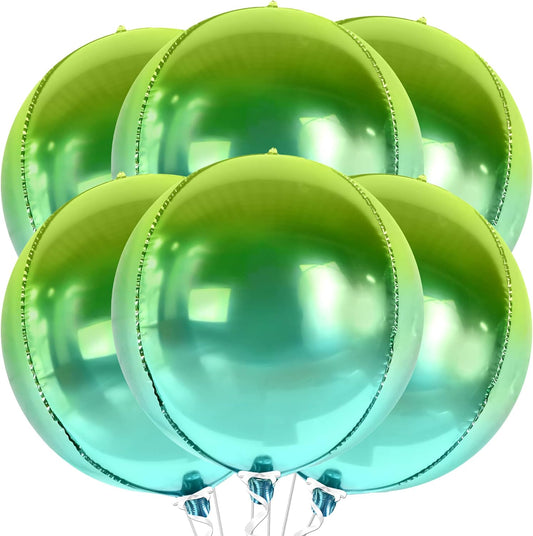 KatchOn, Big Gradient Green Foil Balloons - 22 Inch, Pack of 6 | 4D Green Mylar Balloons | Gradient Blue and Green Balloons | Christmas Balloons, Green Christmas Decorations | Green Party Decorations