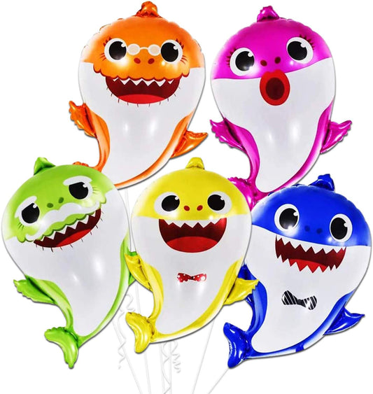 KatchOn, Baby Shark Balloons Set - Big, 25 Inch, Pack of 5 | Baby Shark Foil Balloons for Baby Shark Birthday Decorations | Under The Sea Party Decorations | 1st Baby Shark Birthday Party Supplies