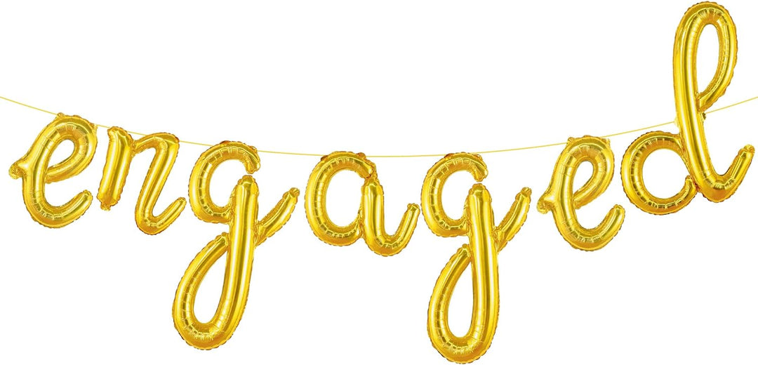 KatchOn, Cute Gold Engaged Balloons Letters - 10 Feet | Engagement Balloons for Engagement Party Decorations | Engaged Banner, Engagement Decorations | Bachelorette Party Decorations, Engaged Sign