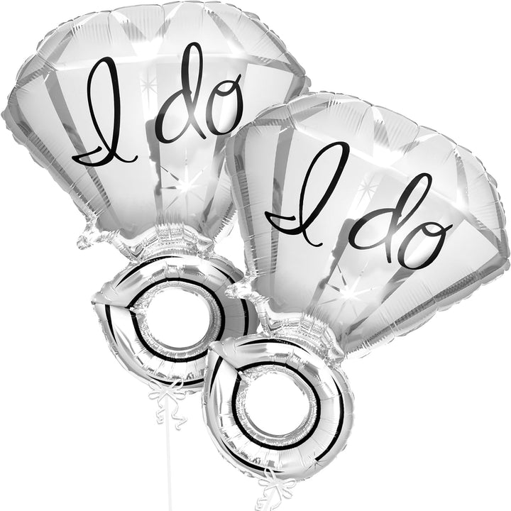 KatchOn Silver I Do Diamond Ring Balloon - 25 Inch, Pack of 2 | Engagement Ring Balloon for Engagement Party | Silver Ring Balloon for Bridal shower | I Do Ring Balloon for engagement party decoration