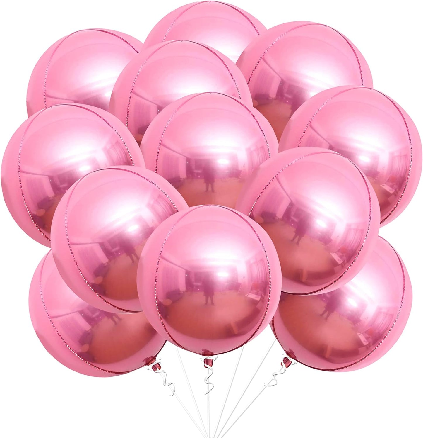 KatchOn, Light Pink Foil Balloons - 22 Inch, Pack of 12 | Pink Mylar Balloons for Pink Party Decorations | Pink Sphere Balloons, Pink Metallic Balloons for Pink Birthday Decorations | Pink Balloons