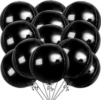 KatchOn, Black Mylar Balloons - 22 Inch, Pack of 12 | Black 4D Balloons, Black Foil Balloons for Black Birthday Decorations | Metallic Black Balloons, Foil Black Balloons for Black Party Decorations