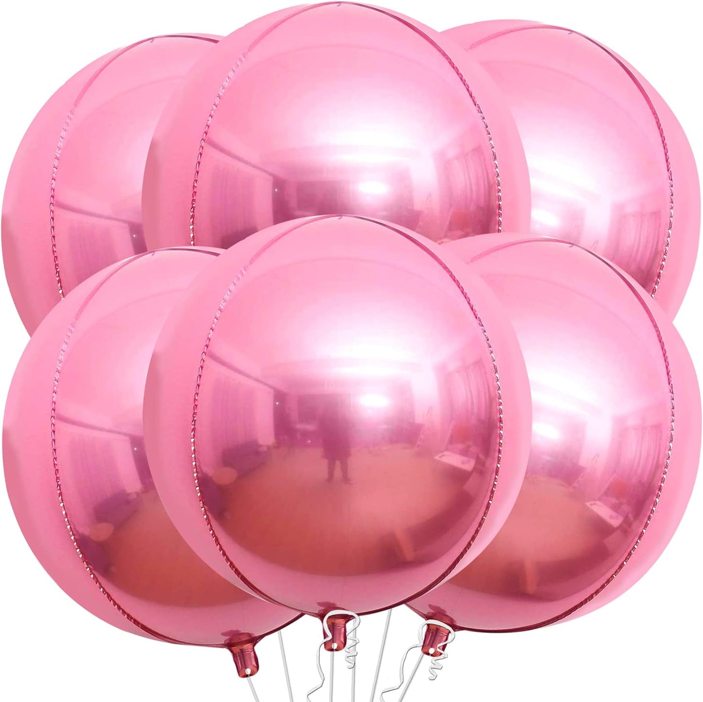 KatchOn, Light Pink Foil Balloons - 22 Inch, Pack 6 | Big Pink Balloons, Pink Mylar Balloons | Pink Chrome Balloons for Pink Birthday Decorations | Pink Metallic Balloons, Light Pink Party Decorations