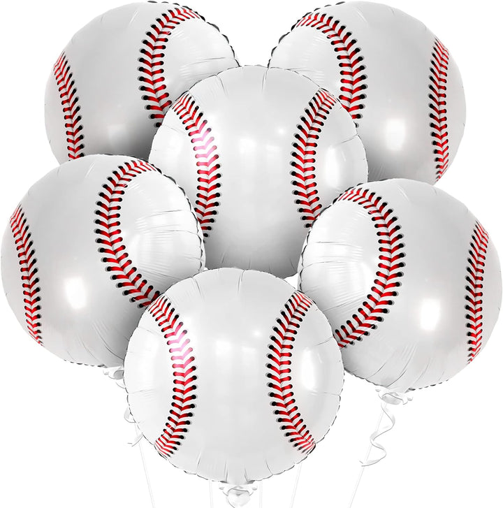 KatchOn, Baseball Balloons for Vintage Baseball Party Decorations - 18 Inch, Pack of 6 | Baseball Mylar Balloon, Baseball Decorations for Birthday Party Decorations | Baseball Baby Shower Decorations