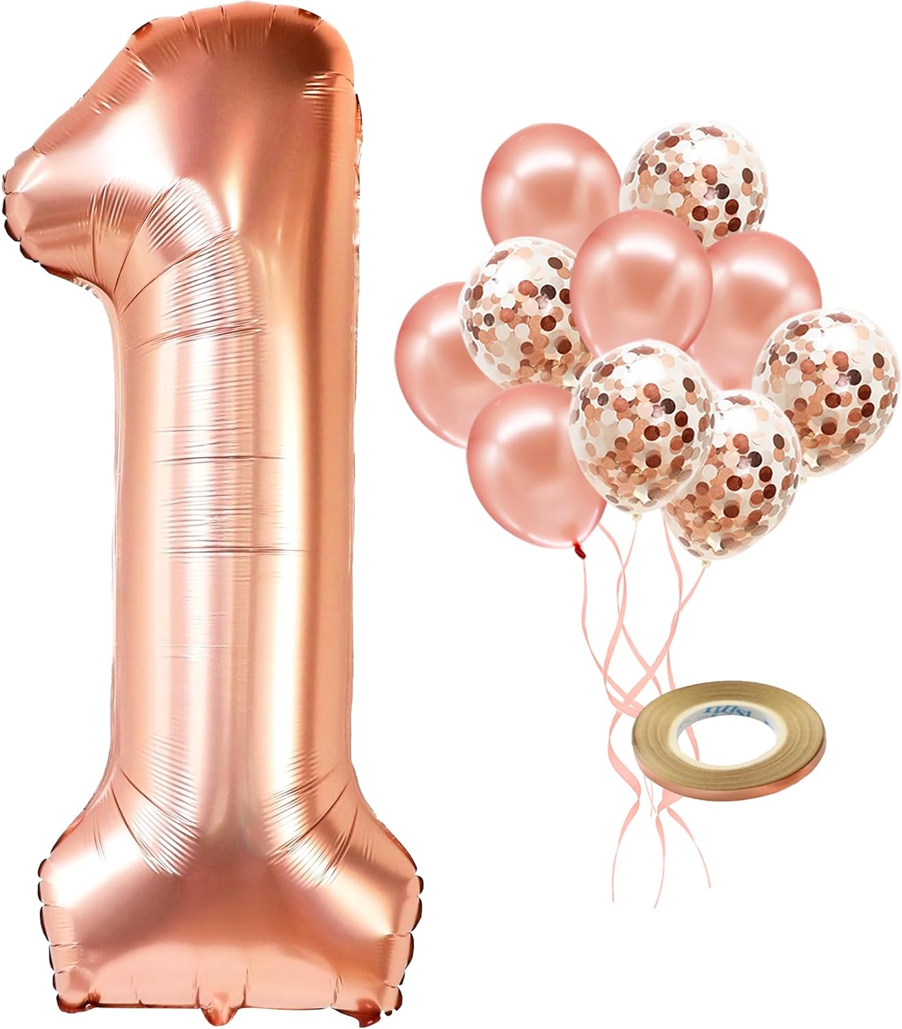 KatchOn, Giant Rose Gold 1 Balloon Set - 40 Inch | 1 Balloons for 1st Birthday | First Birthday Decorations for Girl | Rose Gold Number 1 Balloons for 1st Birthday Girl Decoration | Number One Balloon