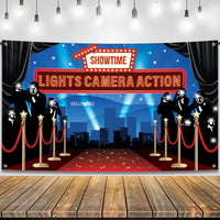 KatchOn, Large Lights Camera Action Backdrop - 72x44 Inch | Lights Camera Action Decorations | Hollywood Theme Party Decorations | Hollywood Backdrop for Oscar Party Decorations | Red Carpet Backdrop