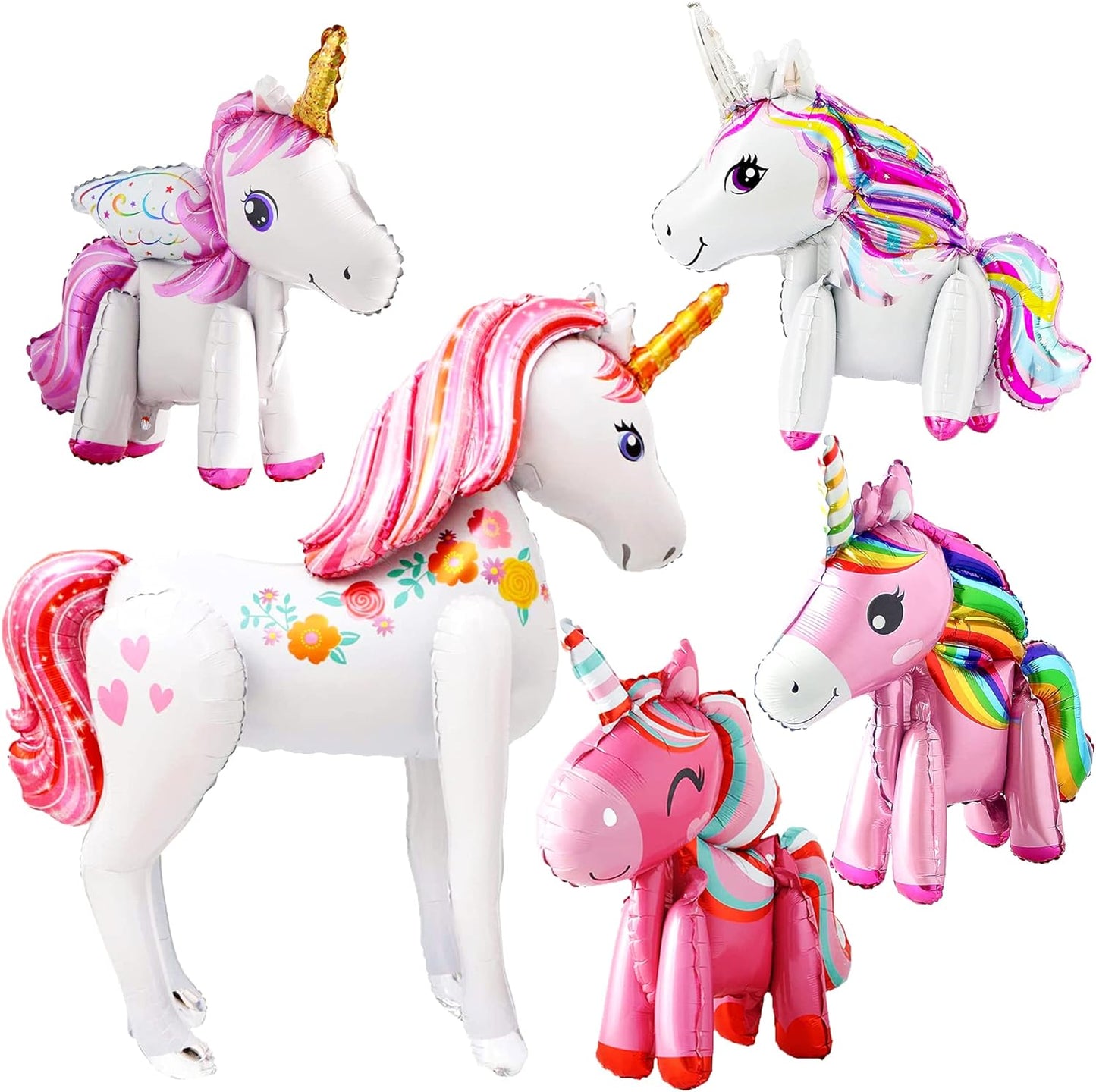 KatchOn, Self Standing Unicorn Balloons - 46 Inch, Pack of 5 | Unicorn Birthday Balloons for Unicorn Birthday Decorations for Girls | Unicorn Party Decorations, Unicorn Decorations for Birthday Party