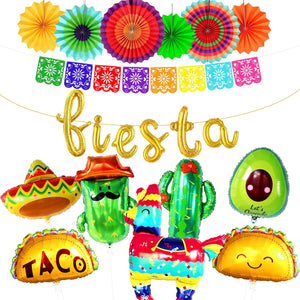 KatchOn, Fiesta Party Decorations - Big Set of 20 | Felt Mexican Banner for Fiesta Decorations | Taco Balloons, Fiesta Balloons for Taco Birthday Party Decorations | Cactus Balloons, Avocado Balloon