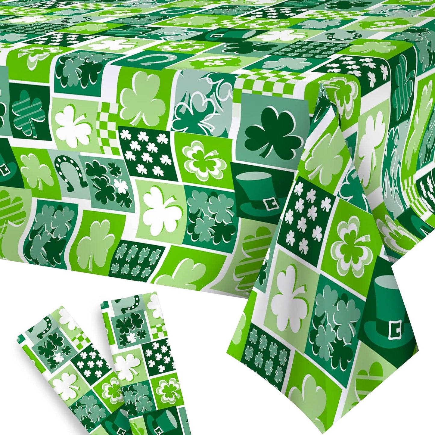 KatchOn, XtraLarge St Patricks Day Tablecloth - 54 x 108 Inch, Pack of 2 | St Patricks Day Table Cloth for St Patricks Day Table Decorations | Shamrock Tablecloth | Saint Patricks Day Decorations