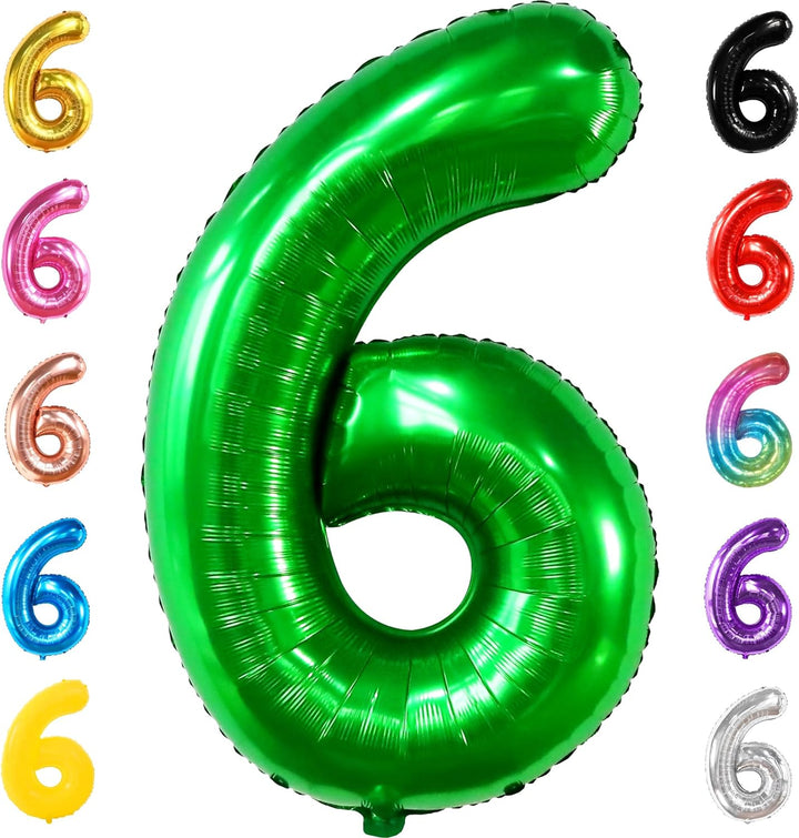 KatchOn, Dark Green Number 6 Balloon - 40 Inch | 6 Birthday Balloon, Green 6 Balloon Number | Green Six Balloon Number for 6th Birthday Decorations | Number 6 Foil Balloon, 6 Balloons for Birthday Boy