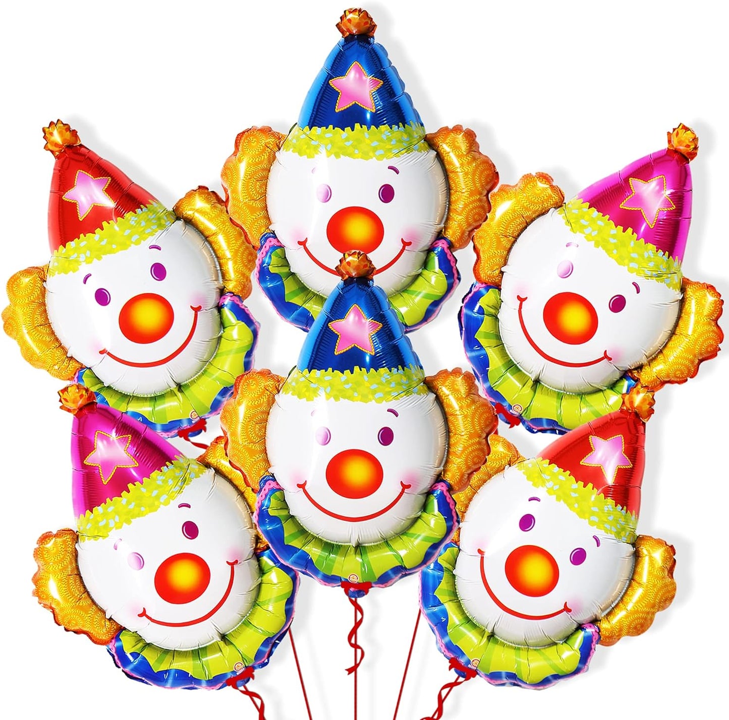 KatchOn, Large Clown Balloons Set - 32 Inch, Pack of 6 | Carnival Balloons for Clown Decorations | Clown Head Balloons for Circus Theme Party Decorations | Circus Balloons, Clown Party Decorations