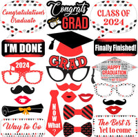KatchOn, Graduation Photo Booth Props Red 2024 - Pack of 23 | Graduation Photo Props for Red and Black Graduation Decorations 2024 | Graduations Props for Red Graduation Decorations Class of 2024