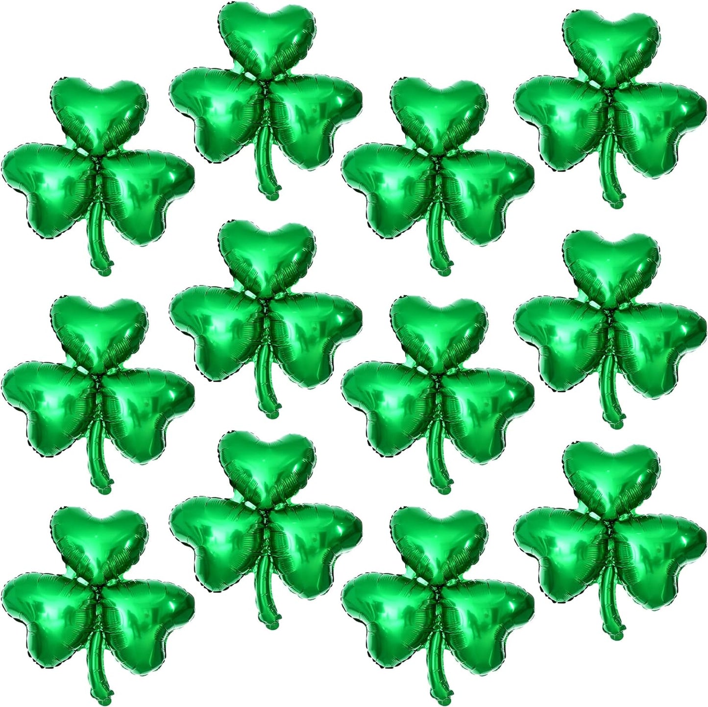 KatchOn, 12 Pcs St Patricks Day Shamrock Balloons - 18 Inch, Shamrock Decorations | Lucky Clover Balloons for St Patricks Day Decorations | Shamrock Mylar Balloons for St Patricks Day Balloon Arch Kit