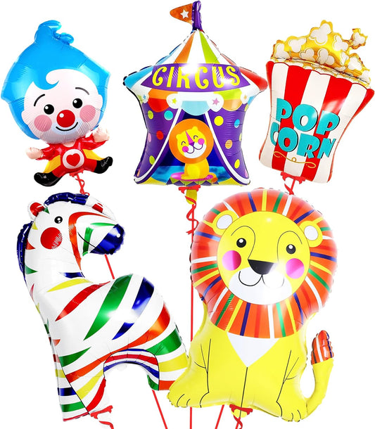 KatchOn, Giant Circus Balloons - 34 Inch, Pack of 5 | Carnival Balloons for Carnival Theme Party Decorations | Circus Animal Balloons for Circus Theme Party Decorations | Circus Party Decorations