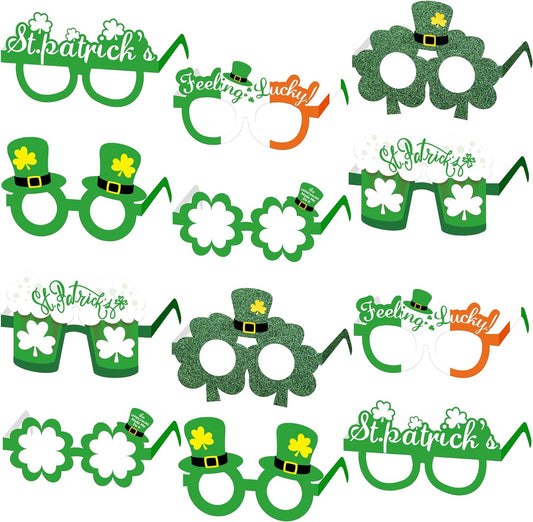 KatchOn, St Patricks Day Glasses Set - Pack of 12 | St Patricks Day Eyeglasses | Shamrock Glasses for St Patricks Day Birthday Decorations | St Patricks Day Accessories for St Patricks Day Decorations