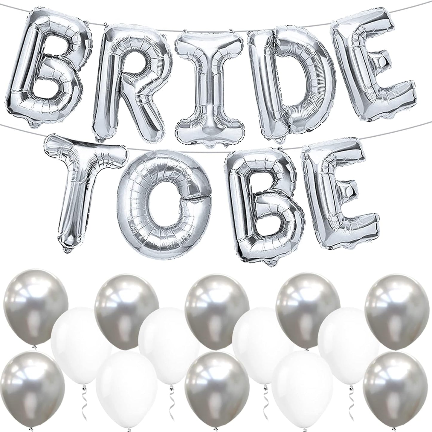 KatchOn, Big, Bride To Be Balloons Silver Set - Pack of 27 | Bride To Be Silver Balloons for Bachelorette Party Decorations | Bride To Be Decorations | Bachelorette Balloons, Bridal Shower Decorations