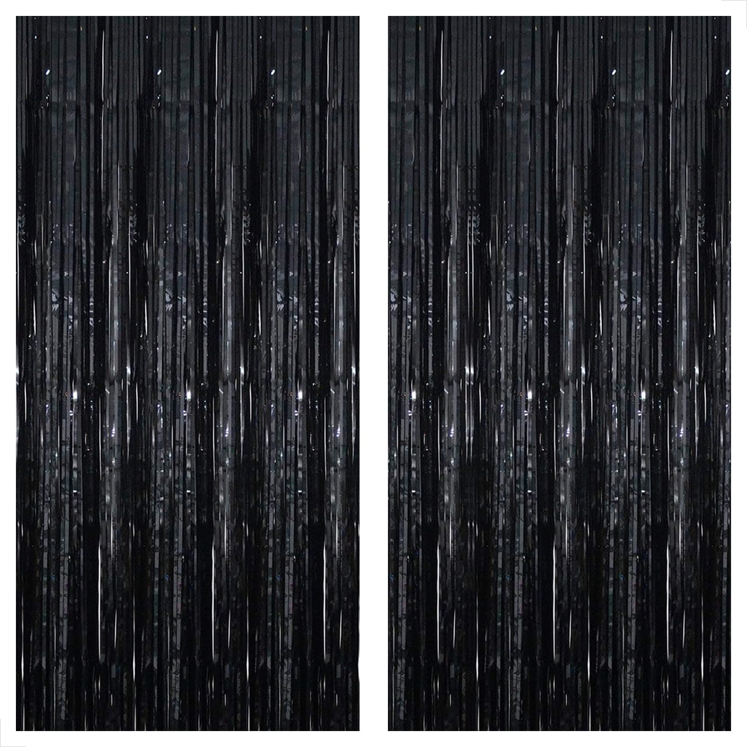 KatchOn XtraLarge Black Foil Fringe Curtain - 3.2x10 Feet, Pack Of 2