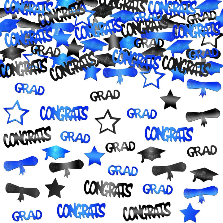 KatchOn, Blue and Black Graduation Confetti 2024 - Shiny, Pack of 1300 | Congrats Grad Confetti 2024, Graduation Decorations Class of 2024 | Graduation Table Confetti 2024 | Graduation Party Decor