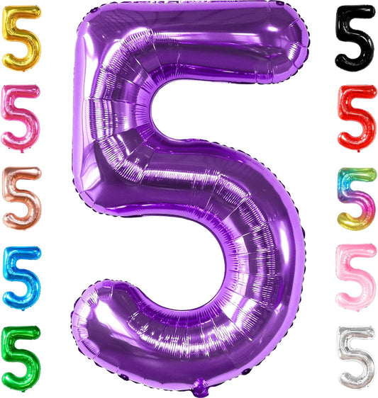 KatchOn, Giant Purple 5 Balloon Number - 40 Inch | Mylar Purple Number 5 Balloon, Mermaid 5th Birthday Decorations | Purple Five Balloon, Mermaid Birthday Decorations | 5th Birthday Balloons for Girls