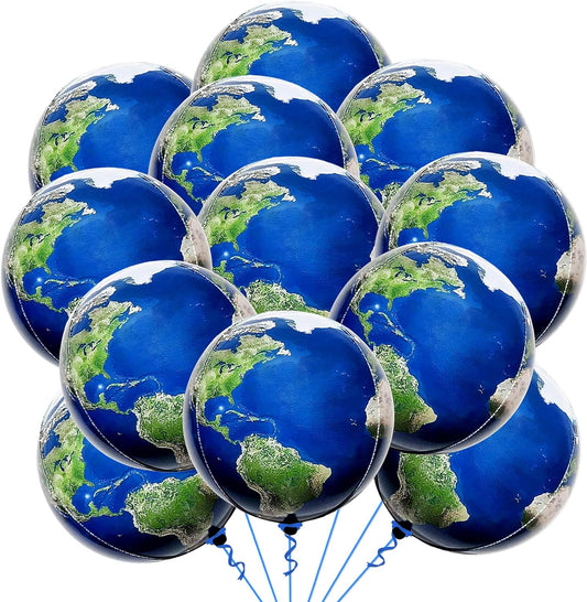 KatchOn, Huge Globe Balloons Set - 22 Inch, Pack of 12 | Earth Balloons | World Balloons, Earth Day Decorations | World Map Balloons, Travel Decorations | Travel Balloons, Bon Voyage Party Decorations