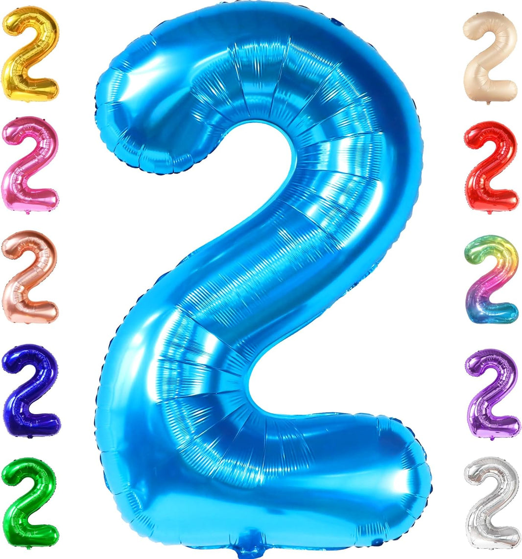 KatchOn, Blue Number 2 Balloon - Huge, 40 Inch | Baby Shark Birthday Decorations 2nd Birthday Boy | Blue 2 Balloon Number, Baby Shark 2nd Birthday Balloons Boy | Two Cool Birthday Party Decorations