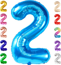 KatchOn, Blue Number 2 Balloon - Huge, 40 Inch | Baby Shark Birthday Decorations 2nd Birthday Boy | Blue 2 Balloon Number, Baby Shark 2nd Birthday Balloons Boy | Two Cool Birthday Party Decorations