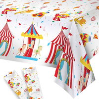KatchOn, Xtra Large Circus Tablecloth for Carnival Decorations - Pack of 2 | Plastic Carnival Tablecloth | Carnival Theme Party Decorations | Carnival Theme Tablecloth, Circus Theme Party Decorations
