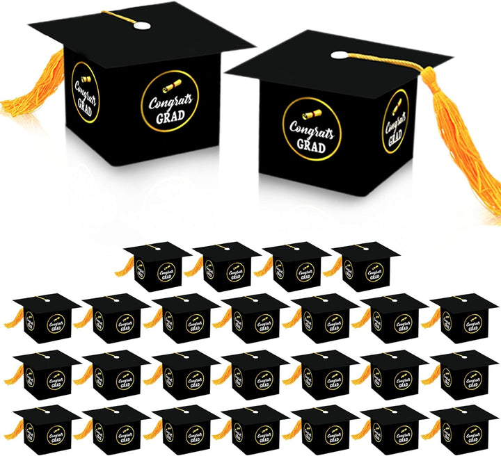 KatchOn, Congrats Grad Graduation Candy Boxes - Pack of 25, Graduation Party Favors | Black Graduation Gift Boxes, Graduation Decorations Class of 2024 | Graduation Favors 2024, Graduation Goodie Bags