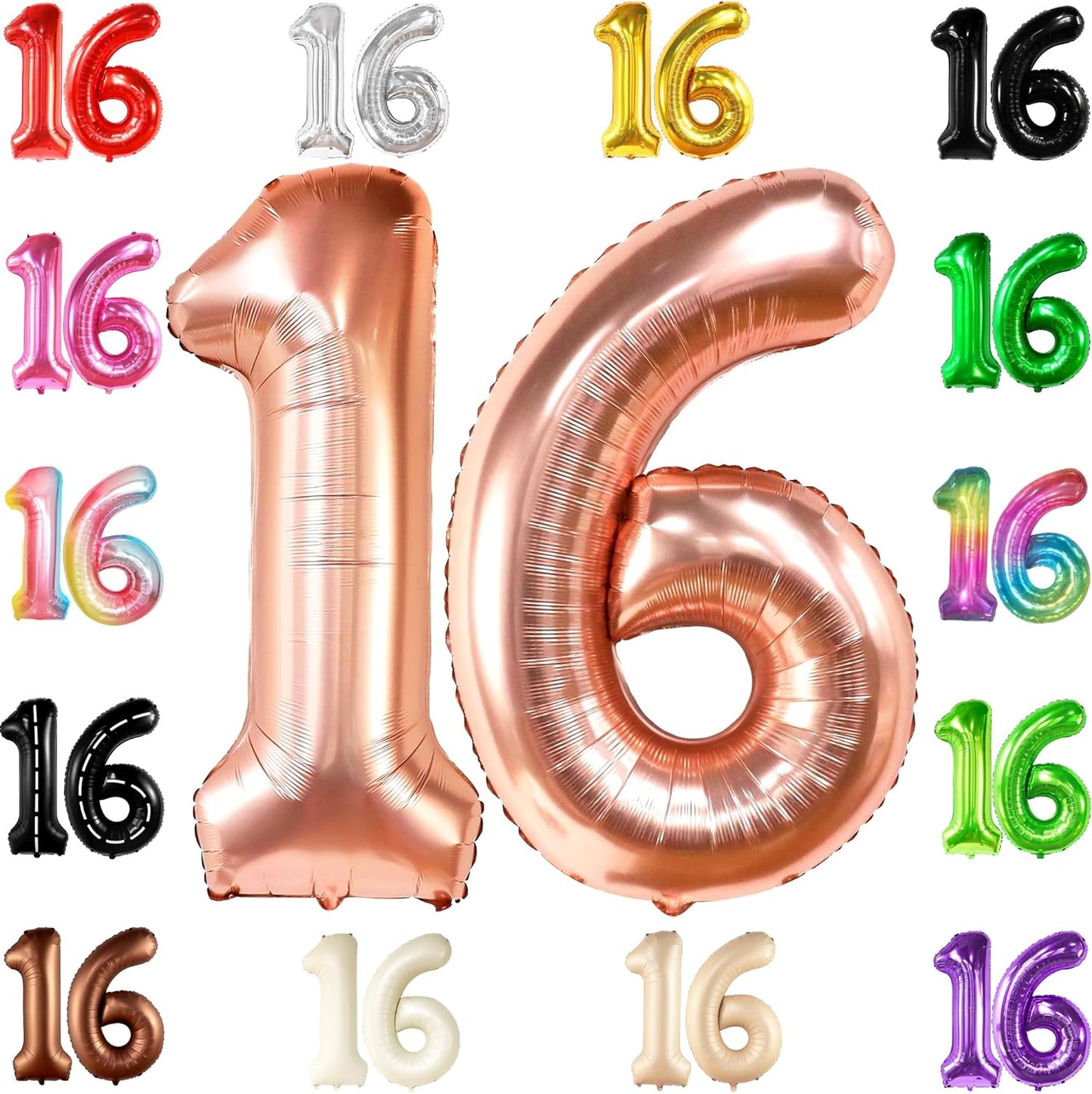 KatchOn, Rose Gold 16 Balloon Numbers - 40 Inch | 16th Birthday Decorations for Girls | Sweet 16 Birthday Decorations | Sweet 16 Balloons Rose Gold | Sweet 16 Party Decorations, 16th Birthday Balloons