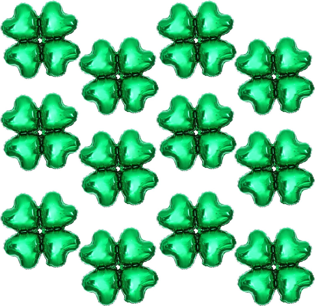 KatchOn, Pack of 12, St Patricks Day Balloons - 18 Inch, Shamrock Balloons | 4 leaf Clover Balloons for St Patricks Day Decorations | Lucky Balloons for Shamrock Decorations | St Patricks Balloons