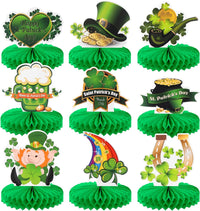 KatchOn, St Patricks Day Centerpiece Table Decorations - Huge, 9 Pieces Leprechaun St Patricks Day Table Decorations | St Patricks Day Decorations for Table | Honeycomb Saint Patricks Day Decorations