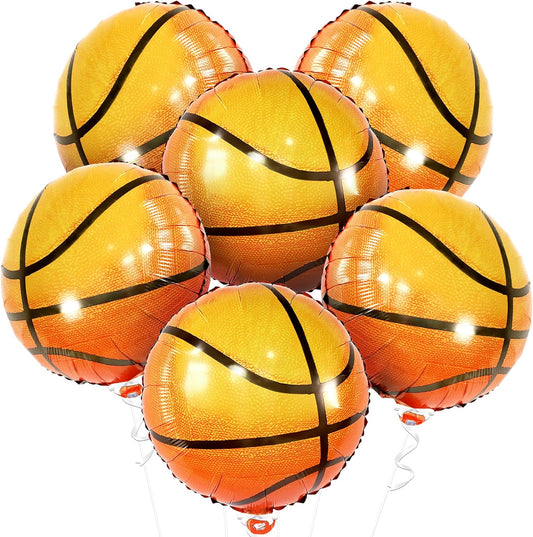 KatchOn, Big 18 Inch, Basketball Balloons - Pack of 6 | Basketball Helium Balloons for Basketball Party Decorations | College Basketball Decorations for Party | Sports Themed Birthday Party Balloons