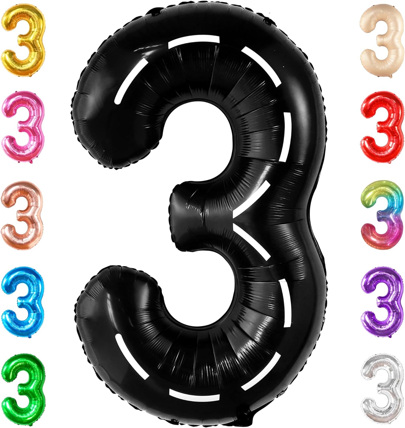 KatchOn, Giant Race Car Number 3 Balloon - 40 Inch | Number 3 Race Car Balloon | 3 Balloon Number for Race Car Birthday Party Supplies 3 Year Old | Construction Birthday Party Supplies 3 Year Old