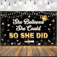 KatchOn, She Believed She Could So She Did Banner - XtraLarge, 72x44 Inch | Graduation Banner 2024 for Graduation Decorations Class of 2024 | Graduation Backdrop, 2024 Graduation Party Decorations