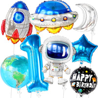 KatchOn, Giant Space Balloons First Birthday Set - 40 Inch, Pack of 8 | First Trip Around The Sun Balloons | Number 1 Balloon, Space Birthday Balloons for 1st Trip Around The Sun Birthday Decorations