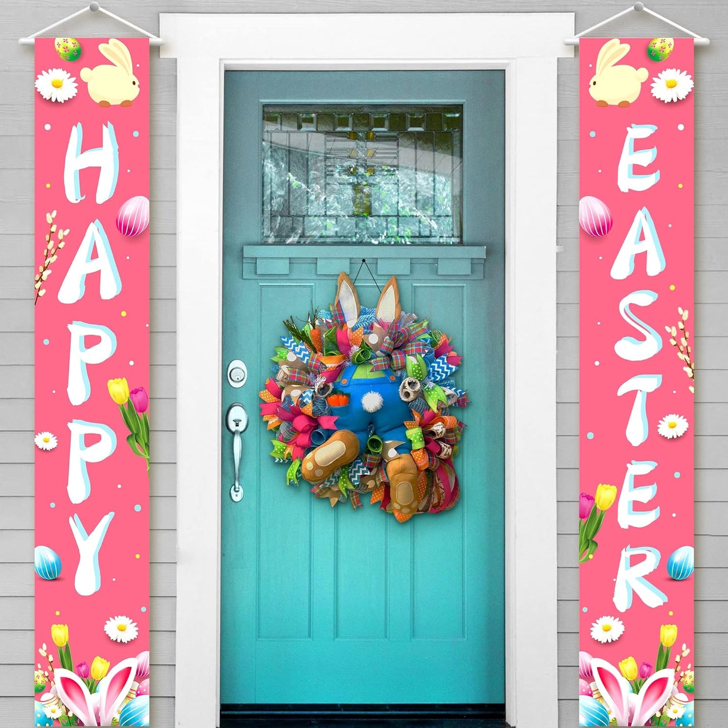 KatchOn, XtraLarge Happy Easter Banner for Door - 72x12 Inch | Easter Banners for Outside | Happy Easter Sign for Easter Decorations for The Home | Easter Door Banner for Easter Party Decorations