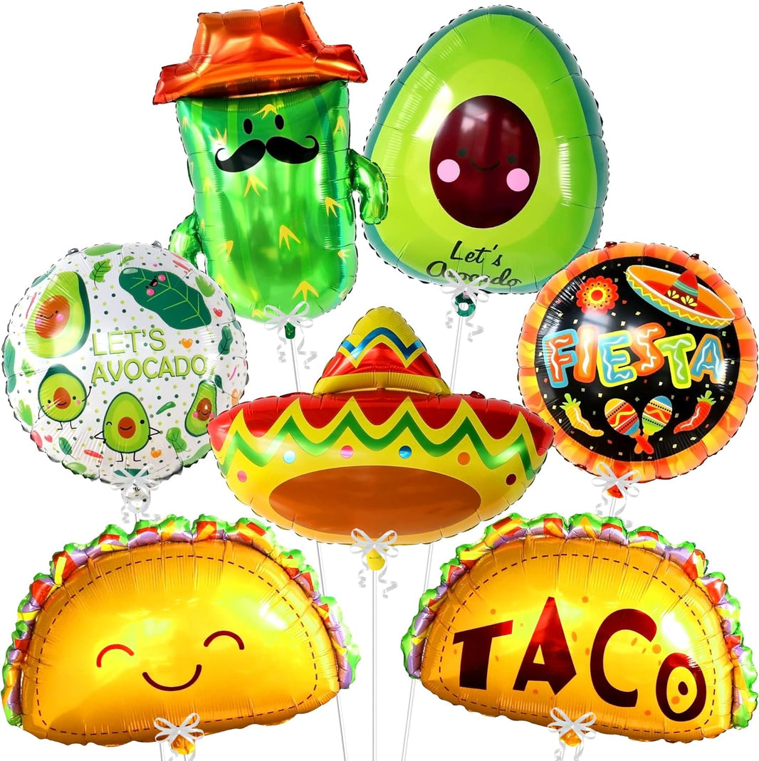 KatchOn, 7Pcs Big Mexican Fiesta Balloons | Fiesta Party Decorations | Mexican Balloons for Mexican Themed Party Decorations | Cinco De Mayo Balloons, Fiesta Party Balloons, Taco Balloons for Party