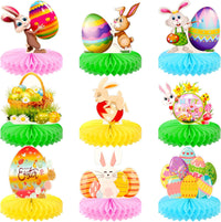 KatchOn, 9 Pcs Happy Easter Honeycomb Decorations - Easter Table Decorations | Easter Honeycomb Centerpieces, Easter Decorations for Table | Easter Centerpieces for Tables | Easter Party Decorations